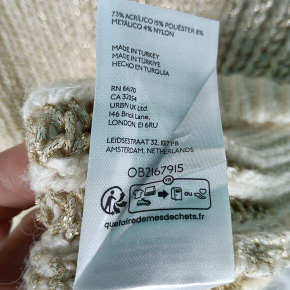 Pilcro Sweater Vest Women Small Cream Gold Metallic Turtleneck Layer - Picture 8 of 8